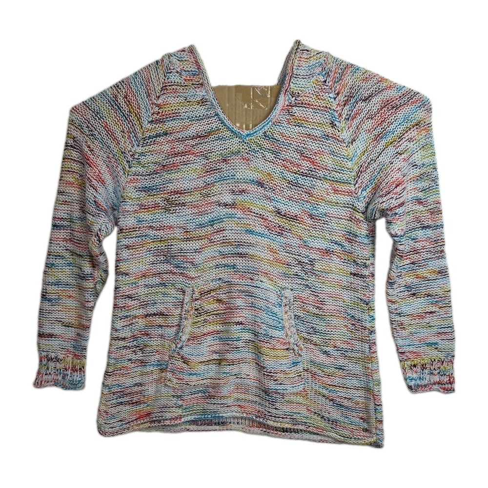 Eddie Bauer Knit Hoodie Sweater Women's Size 2XL Colorful, Pockets